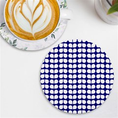 Blue And White Leaf Pattern UV Print Round Tile Coaster