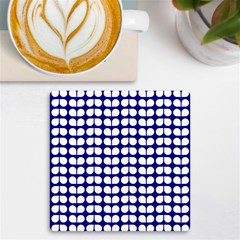 Blue And White Leaf Pattern UV Print Square Tile Coaster 