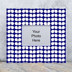 Blue And White Leaf Pattern White Wall Photo Frame 5  X 7  by GardenOfOphir