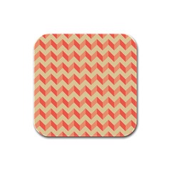 Modern Retro Chevron Patchwork Pattern Rubber Square Coaster (4 Pack) by GardenOfOphir