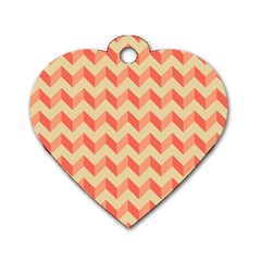 Modern Retro Chevron Patchwork Pattern Dog Tag Heart (one Side) by GardenOfOphir