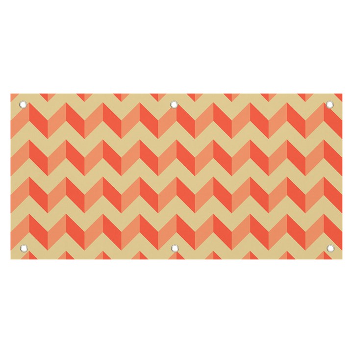 Modern Retro Chevron Patchwork Pattern Banner and Sign 6  x 3 