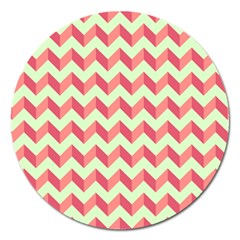 Modern Retro Chevron Patchwork Pattern Magnet 5  (round) by GardenOfOphir