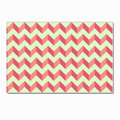 Modern Retro Chevron Patchwork Pattern Postcards 5  X 7  (pkg Of 10) by GardenOfOphir