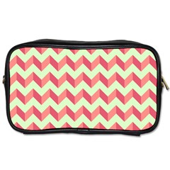 Modern Retro Chevron Patchwork Pattern Toiletries Bag (one Side) by GardenOfOphir