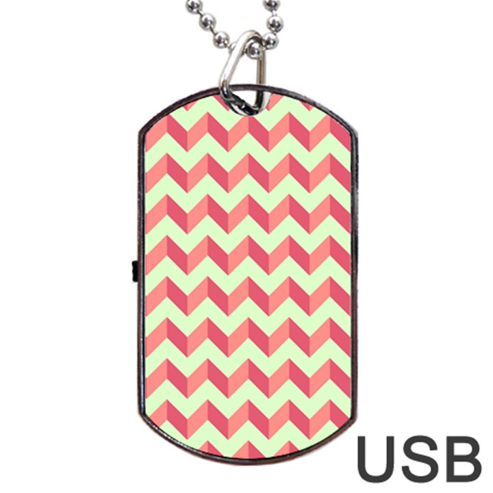 Modern Retro Chevron Patchwork Pattern Dog Tag USB Flash (One Side)