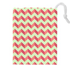 Modern Retro Chevron Patchwork Pattern Drawstring Pouch (4xl) by GardenOfOphir