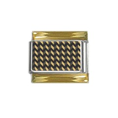 Modern Retro Chevron Patchwork Pattern Gold Trim Italian Charm (9mm) by GardenOfOphir