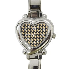 Modern Retro Chevron Patchwork Pattern Heart Italian Charm Watch by GardenOfOphir