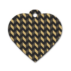 Modern Retro Chevron Patchwork Pattern Dog Tag Heart (two Sides) by GardenOfOphir