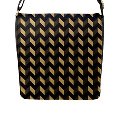 Modern Retro Chevron Patchwork Pattern Flap Closure Messenger Bag (l) by GardenOfOphir