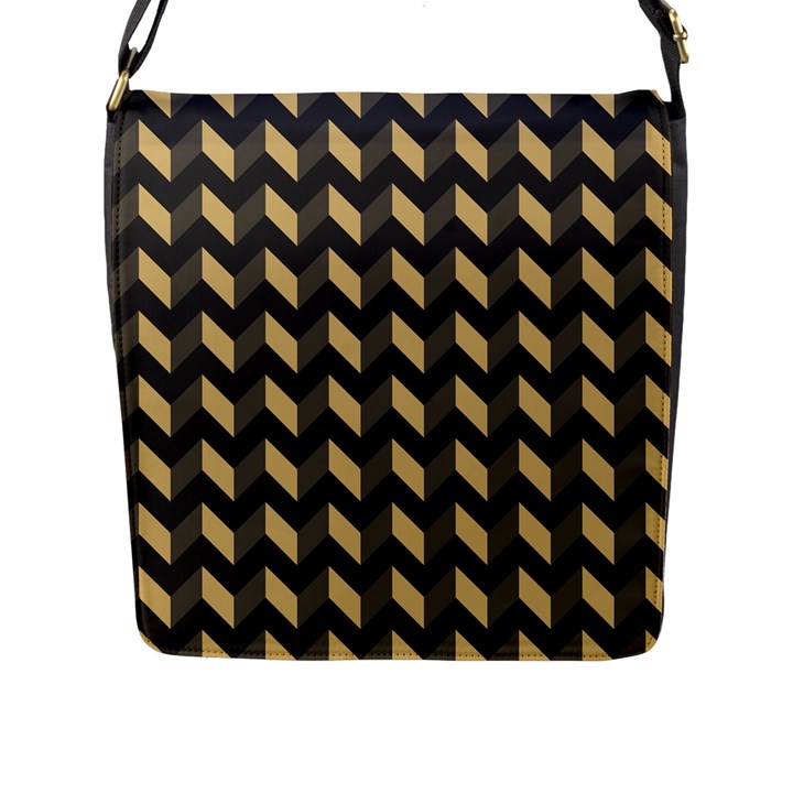 Modern Retro Chevron Patchwork Pattern Flap Closure Messenger Bag (L)