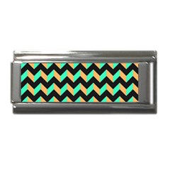 Modern Retro Chevron Patchwork Pattern Superlink Italian Charm (9mm) by GardenOfOphir