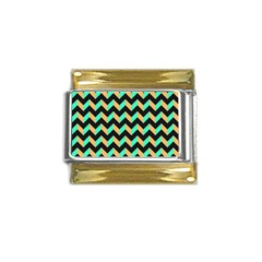 Modern Retro Chevron Patchwork Pattern Gold Trim Italian Charm (9mm) by GardenOfOphir