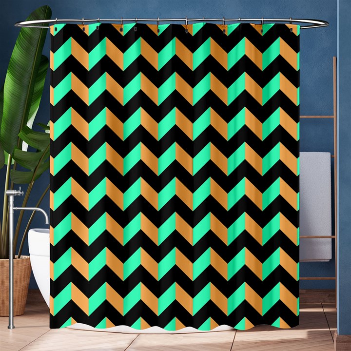 Modern Retro Chevron Patchwork Pattern Shower Curtain 60  x 72  (Medium) 