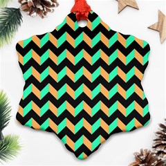 Modern Retro Chevron Patchwork Pattern Ornament (snowflake) by GardenOfOphir