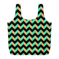 Modern Retro Chevron Patchwork Pattern Full Print Recycle Bag (l) by GardenOfOphir