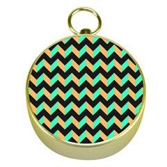 Modern Retro Chevron Patchwork Pattern Gold Compasses by GardenOfOphir