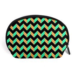 Modern Retro Chevron Patchwork Pattern Accessory Pouch (large) by GardenOfOphir