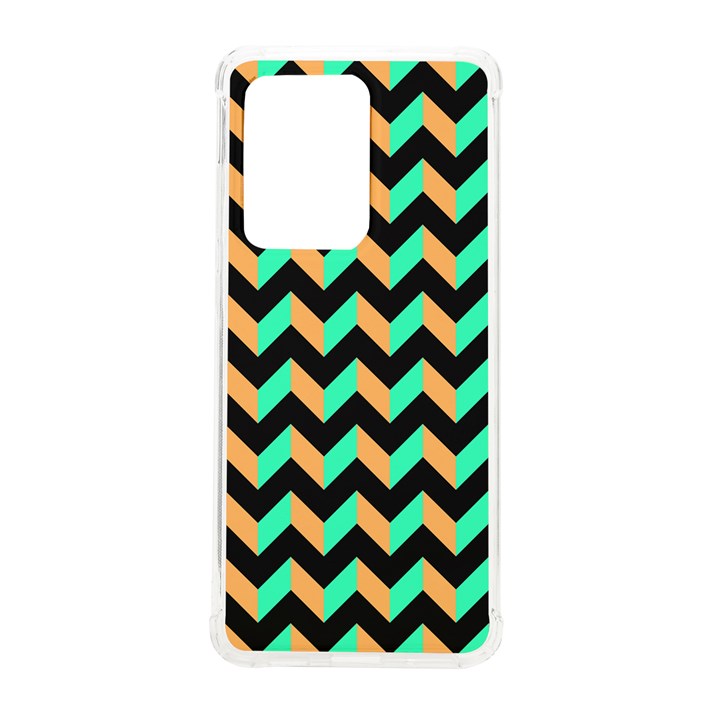 Modern Retro Chevron Patchwork Pattern Samsung Galaxy S20 Ultra 6.9 Inch TPU UV Case