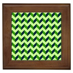 Modern Retro Chevron Patchwork Pattern Framed Tile by GardenOfOphir