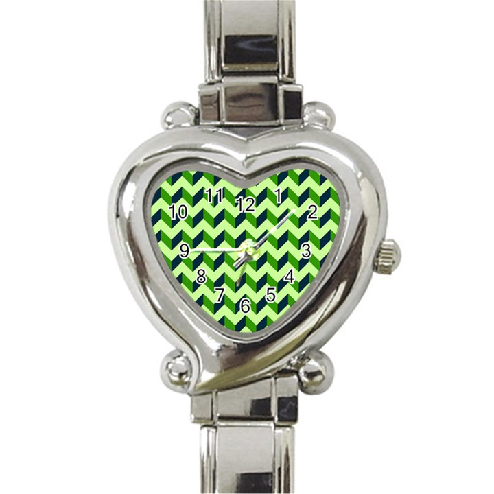 Modern Retro Chevron Patchwork Pattern Heart Italian Charm Watch