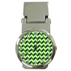 Modern Retro Chevron Patchwork Pattern Money Clip Watches by GardenOfOphir