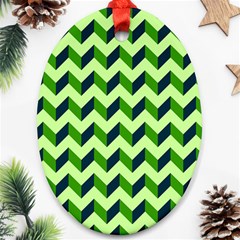 Modern Retro Chevron Patchwork Pattern Oval Ornament (two Sides) by GardenOfOphir