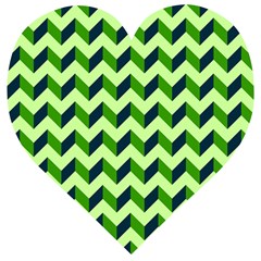 Modern Retro Chevron Patchwork Pattern Wooden Puzzle Heart