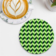 Modern Retro Chevron Patchwork Pattern Uv Print Round Tile Coaster by GardenOfOphir