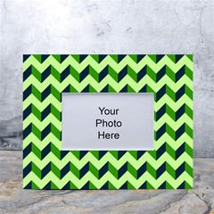 Modern Retro Chevron Patchwork Pattern White Tabletop Photo Frame 4 x6  by GardenOfOphir