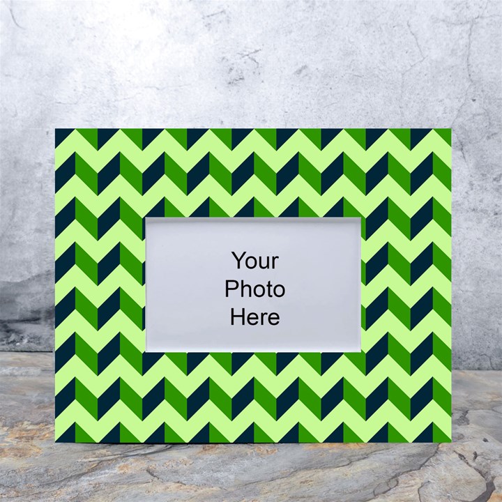 Modern Retro Chevron Patchwork Pattern White Tabletop Photo Frame 4 x6 