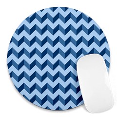 Modern Retro Chevron Patchwork Pattern Round Mousepad by GardenOfOphir