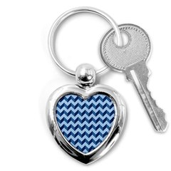 Modern Retro Chevron Patchwork Pattern Key Chain (heart) by GardenOfOphir