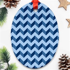 Modern Retro Chevron Patchwork Pattern Oval Ornament (two Sides) by GardenOfOphir