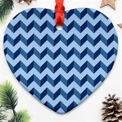 Modern Retro Chevron Patchwork Pattern Heart Ornament (two Sides) by GardenOfOphir