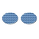 Modern Retro Chevron Patchwork Pattern Cufflinks (Oval) Front(Pair)