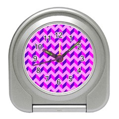 Modern Retro Chevron Patchwork Pattern Travel Alarm Clock by GardenOfOphir