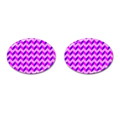 Modern Retro Chevron Patchwork Pattern Cufflinks (oval) by GardenOfOphir