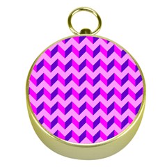 Modern Retro Chevron Patchwork Pattern Gold Compasses by GardenOfOphir