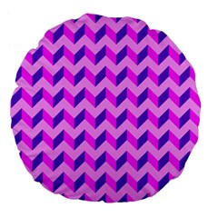 Modern Retro Chevron Patchwork Pattern Large 18  Premium Flano Round Cushions by GardenOfOphir