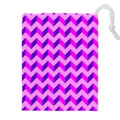 Modern Retro Chevron Patchwork Pattern Drawstring Pouch (4xl) by GardenOfOphir