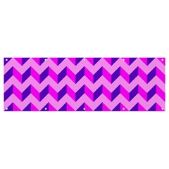 Modern Retro Chevron Patchwork Pattern Banner And Sign 12  X 4  by GardenOfOphir