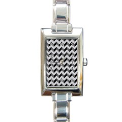 Modern Retro Chevron Patchwork Pattern Rectangle Italian Charm Watch by GardenOfOphir