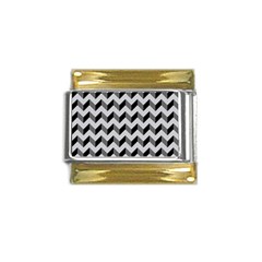 Modern Retro Chevron Patchwork Pattern Gold Trim Italian Charm (9mm) by GardenOfOphir