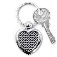 Modern Retro Chevron Patchwork Pattern Key Chain (heart) by GardenOfOphir