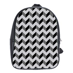 Modern Retro Chevron Patchwork Pattern School Bag (large) by GardenOfOphir