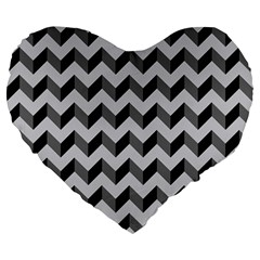 Modern Retro Chevron Patchwork Pattern Large 19  Premium Flano Heart Shape Cushions by GardenOfOphir