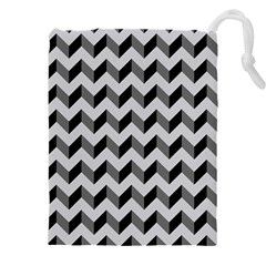 Modern Retro Chevron Patchwork Pattern Drawstring Pouch (5xl) by GardenOfOphir