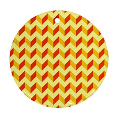 Modern Retro Chevron Patchwork Pattern Ornament (round) by GardenOfOphir